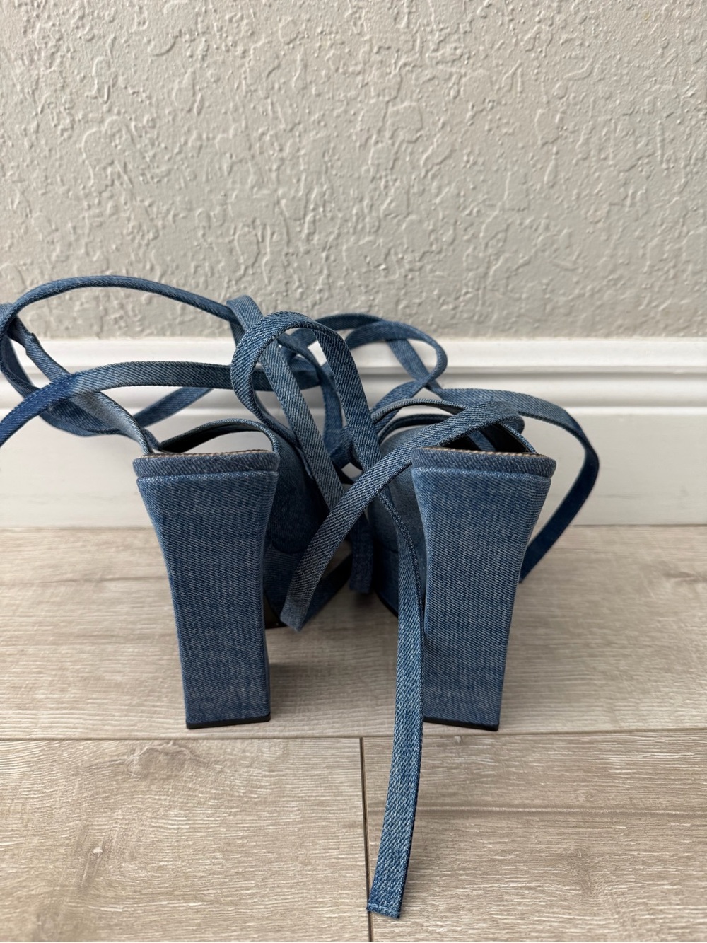 Tom Ford Denim Platform Sandals Blue wrap around Lace-Up platforms women 39 - Picture 6 of 6